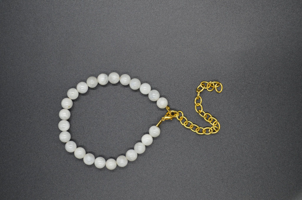 Apporte paix intérieure - Bracelet pierre de lune blanche A perles 8mm